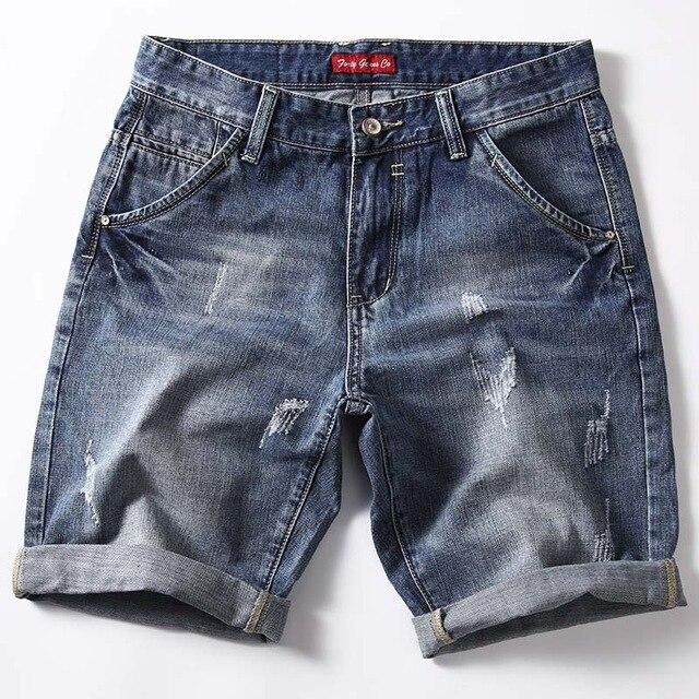 Classic Denim Shorts Men 2019 Summer Fashion Casual Slim Fit Ripped Blue Short Jeans Male Brand Clothes