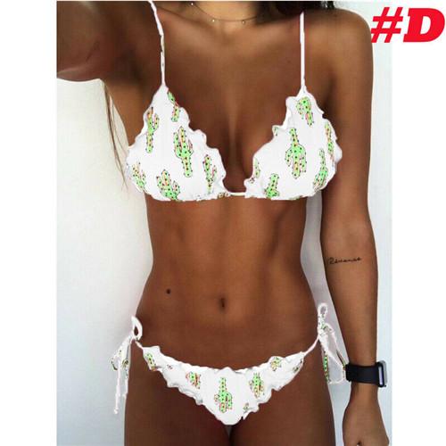 2019 Sexy Women Bikini Set Bandage Low Waist Eye Cactus Print Bikini Push-up Padded Bra Swimsuit Bathing Suit Swimwear Monokini