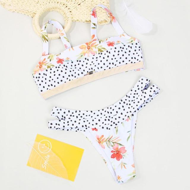Dot Patchwork Bandeau Bikini 2019 High Quality Push Up Bikinis Female Bikini Set Swimsuit Women'S Beach Feminino May Biquinis