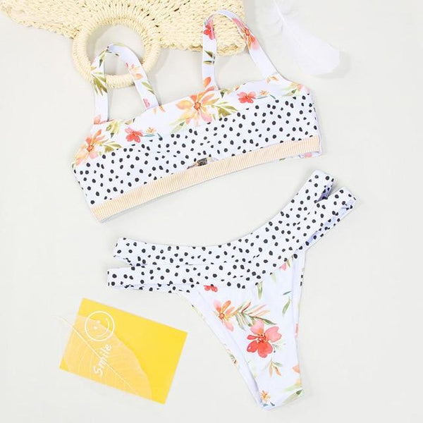 Dot Patchwork Bandeau Bikini 2019 High Quality Push Up Bikinis Female Bikini Set Swimsuit Women'S Beach Feminino May Biquinis