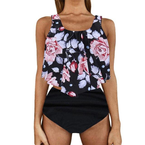 Swim Skirt Swimwear Women Tankini Set Two Piece Plus Size Sexy bikinis 2019 Mujer Leopard Ruffled Swimwear Bathing Suits
