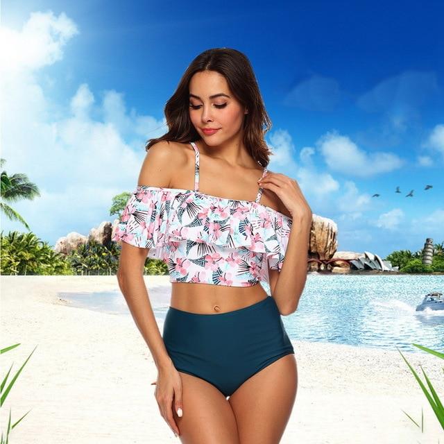 Swimwear Women Bikini 2019 Mujer High Waist Swimsuits Ruffles Bikinis Swimming Suit For Womens Tankinis Bathing Suits Biquini
