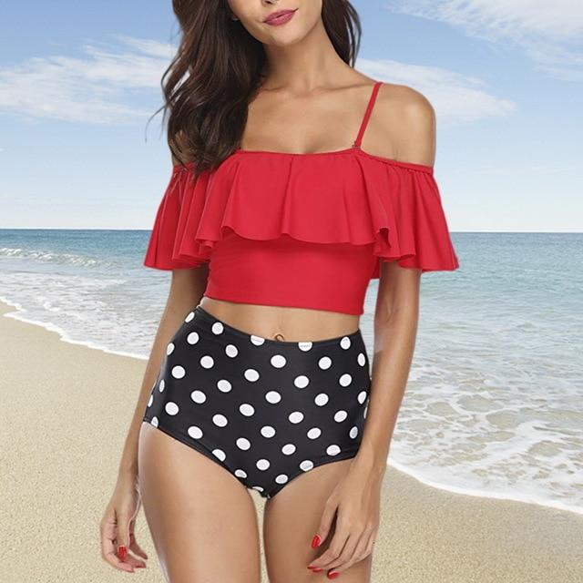 Swimwear Women Bikini 2019 Mujer High Waist Swimsuits Ruffles Bikinis Swimming Suit For Womens Tankinis Bathing Suits Biquini