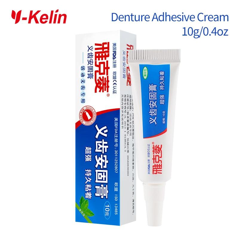 Y-Kelin denture adhesive cream 10g/0.4oz sample size all day hold non-zinc formula false teeth glue