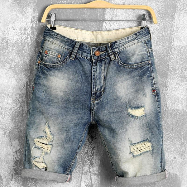 Summer Denim Shorts Male Jeans New Fashion Leisure Mens Ripped Short Pants Breathable Hole Hip Hop Short New Arrive 2019 Hot