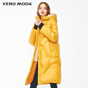 Vero Moda 2019 new hooded white duck down padded long down jacket women