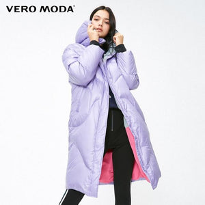 Vero Moda 2019 new hooded white duck down padded long down jacket women