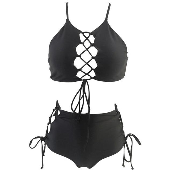 Plus size  bandeau bikini 2019 swimwear women high waist swimsuit two pieces brazilian bikini set  swimming bathing suit S-3XL