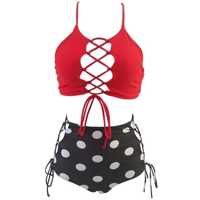 Plus size  bandeau bikini 2019 swimwear women high waist swimsuit two pieces brazilian bikini set  swimming bathing suit S-3XL