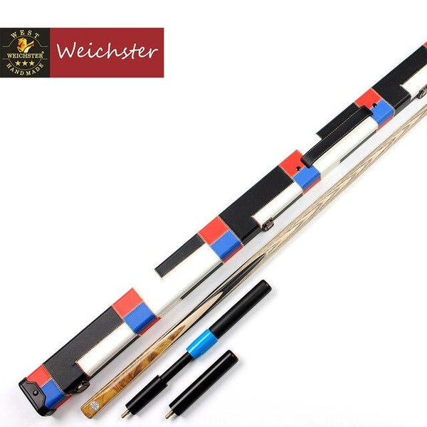 Weichster Golden Burr Ebony One 1 Piece Handmade Snooker English Pool Cue and Case Extension