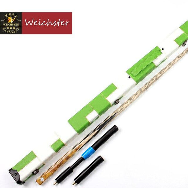 Weichster Golden Burr Ebony One 1 Piece Handmade Snooker English Pool Cue and Case Extension
