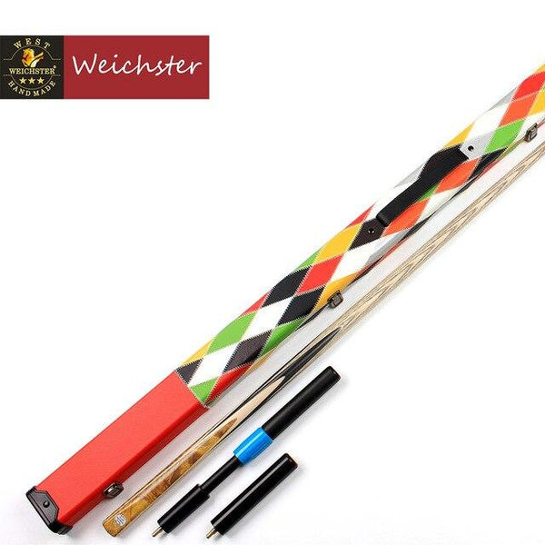 Weichster Golden Burr Ebony One 1 Piece Handmade Snooker English Pool Cue and Case Extension