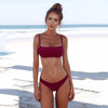 2019 LOW Waist New Summer Women Two Pieces Bikini Set Solid High Quality Padded Push Up Swimwear Brazilian Bikini  3.0#
