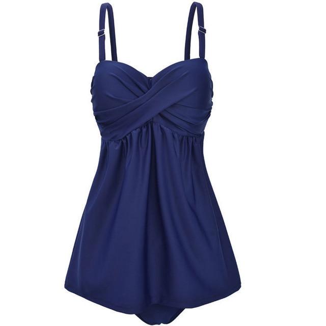 Plus Size 5xl Swimwear Women Sexy Elegant Tankini Swimsuits Womens Black Solid Swimming Suit For Women Two Piece Swim Suit Woman