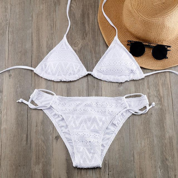2019 Girls Sexy Lace Bikini Set Swimwear Yellow Push Up Swimsuit Monokini Female Beachwear Micro Brazilian Bikini Bathing Suit