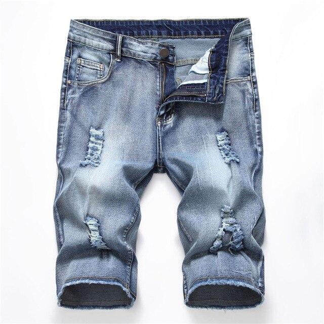 New Fashion Mens Ripped Short Jeans Brand Clothing Bermuda Summer Cotton Shorts Breathable Denim Shorts Male 28-42