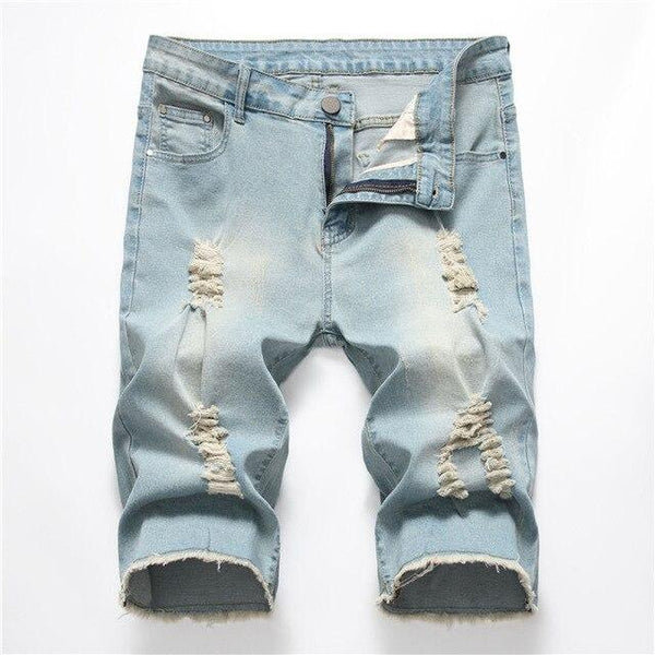 New Fashion Mens Ripped Short Jeans Brand Clothing Bermuda Summer Cotton Shorts Breathable Denim Shorts Male 28-42