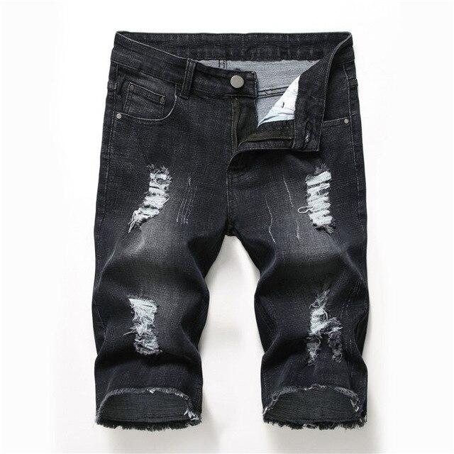New Fashion Mens Ripped Short Jeans Brand Clothing Bermuda Summer Cotton Shorts Breathable Denim Shorts Male 28-42