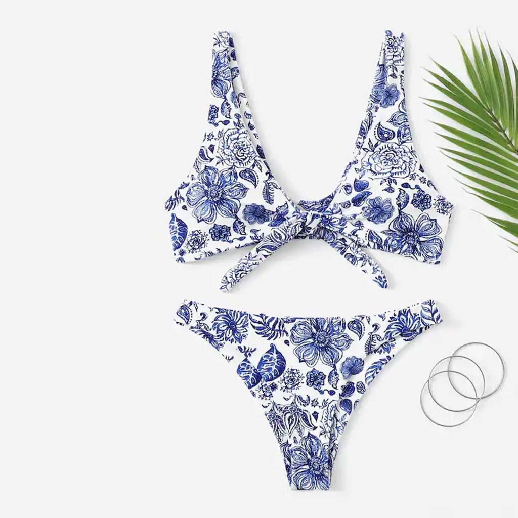Ladies' printed split Bikini Bathing Suit One Piece Swimsuits Women Monokini Bathing Suits Halter Swim 2019 new swimsuits A30426