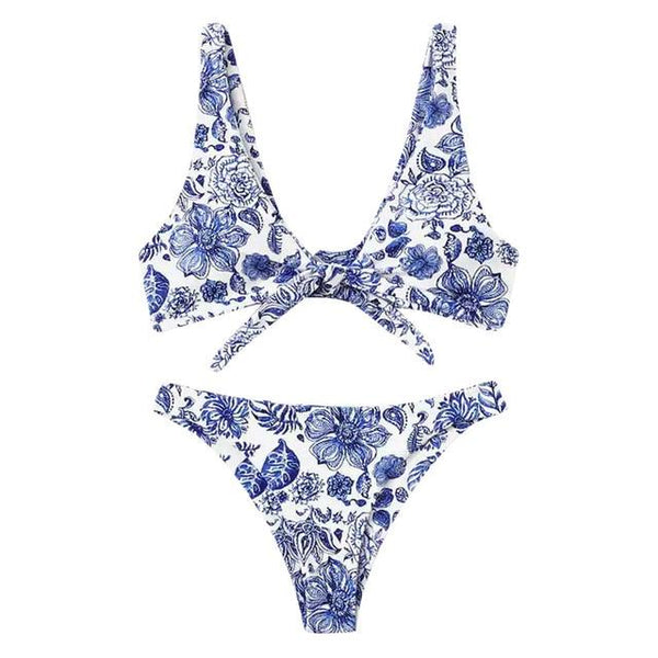 Ladies' printed split Bikini Bathing Suit One Piece Swimsuits Women Monokini Bathing Suits Halter Swim 2019 new swimsuits A30426