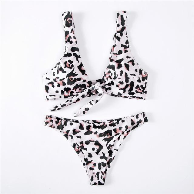 Hot Biquinis 2018 Chest Knotted Swimwear Solid Bikini Set High Waist Bathing Suit Push Up Swimsuit For Women Swimwear