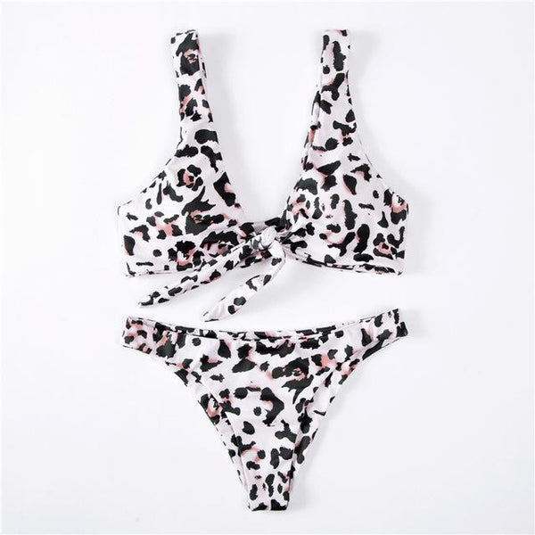 Hot Biquinis 2018 Chest Knotted Swimwear Solid Bikini Set High Waist Bathing Suit Push Up Swimsuit For Women Swimwear