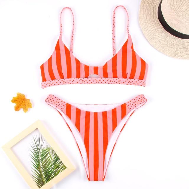Zrtak Ruffle Bikini Bandage Floral Bow Swimsuit Female Swimwear Print Lace UP Biquini Feminino Bathing Suit Women Bikini Set