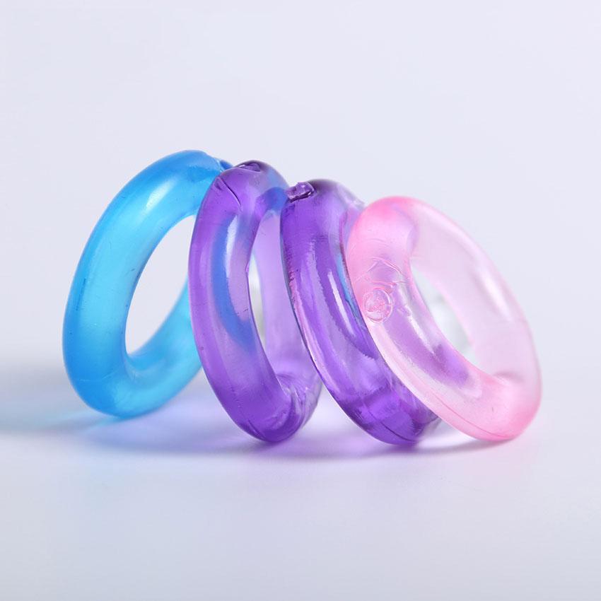 4 pcs Silicone Time Delay Penis Ring Cock Rings Adult Products Male Sex Toys Crystal Ring Color Random