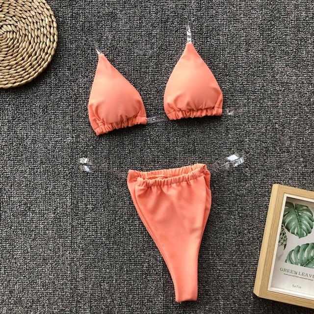 Bikini Transparente Swimsuit 2019 Sexy Bikini Micro Swimsuit Large Size Yellow Swimwear Thong Biquini Push Up Swimming Suit