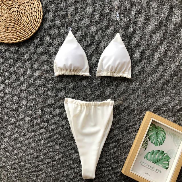 Bikini Transparente Swimsuit 2019 Sexy Bikini Micro Swimsuit Large Size Yellow Swimwear Thong Biquini Push Up Swimming Suit
