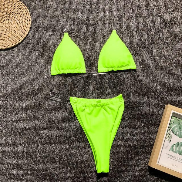 Bikini Transparente Swimsuit 2019 Sexy Bikini Micro Swimsuit Large Size Yellow Swimwear Thong Biquini Push Up Swimming Suit