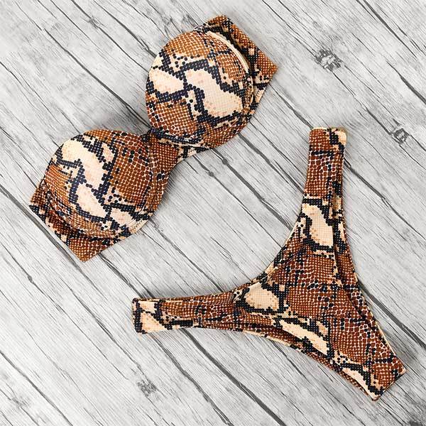animal print leopard bikini push up swimsuit sexy women bikini set 2019 brazilian thong bathing suit bandeau beach wear swimwear