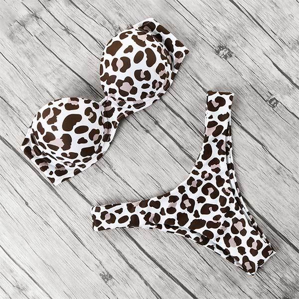 animal print leopard bikini push up swimsuit sexy women bikini set 2019 brazilian thong bathing suit bandeau beach wear swimwear